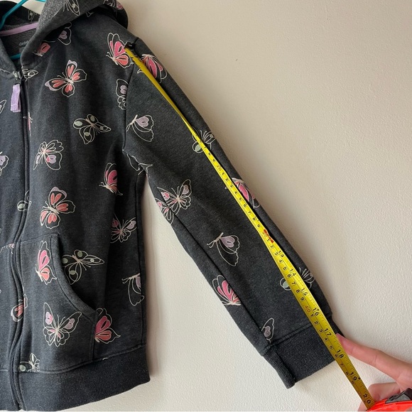 Cat & Jack Girls Butterfly Zip Up Hoodie Jacket Gray Fleece Lined Size 10/12 - Picture 9 of 9